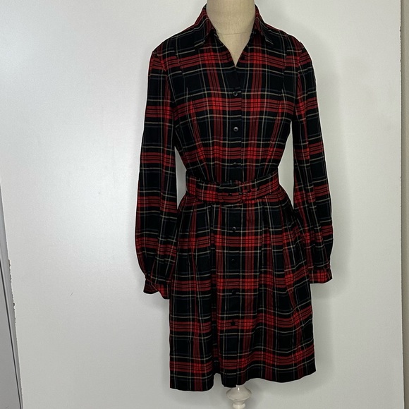 cremieux red plaid belted shirt dress 2 - Picture 14 of 16